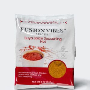 Packed and labeled 226 grams of Hot Suya Spice Seasoning from Fusion Vibes.
